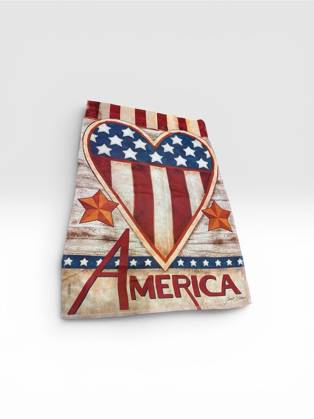 Patriotic America Heart Decorative Outside Flag- Red, Blue, White